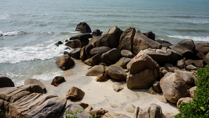 Fototapeta na wymiar Beautiful seascape of rock and wave near Teluk Chempedak