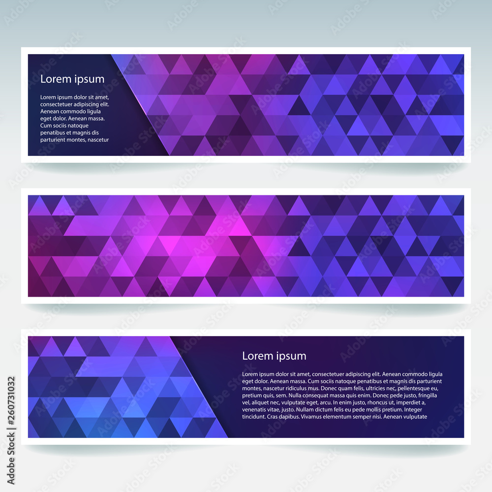 Poster set of banner templates with abstract background. modern vector banners with polygonal background. p