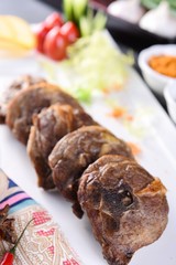 grilled steak with vegetables