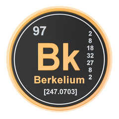 Berkelium Bk chemical element. 3D rendering