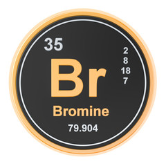 Bromine Br chemical element. 3D rendering