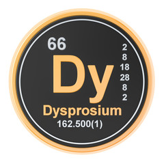 Dysprosium Dy chemical element. 3D rendering