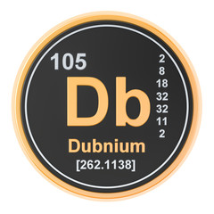 Dubnium Db chemical element. 3D rendering