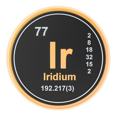 Iridium Ir chemical element. 3D rendering
