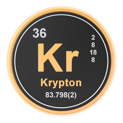 Krypton Kr chemical element. 3D rendering