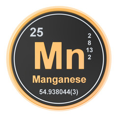 Manganese Mn chemical element. 3D rendering