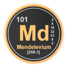 Mendelevium Md chemical element. 3D rendering