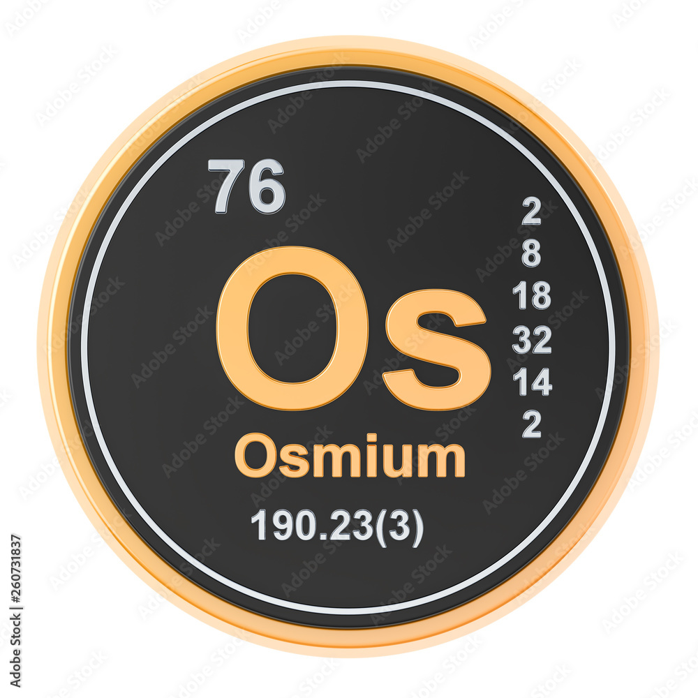 Poster osmium os chemical element. 3d rendering