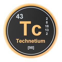 Technetium Tc chemical element. 3D rendering