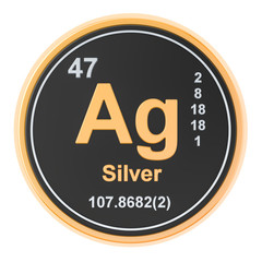 Silver Ag chemical element. 3D rendering