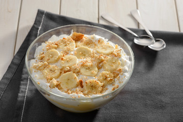 Bowl of cream dessert