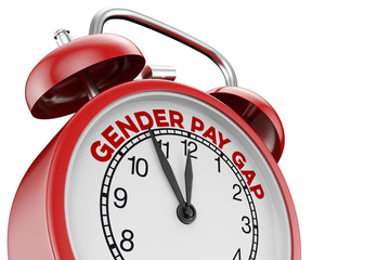 Gender Pay Gap GPG Konzept mit rotem Wecker