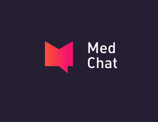 Gradient geometric logo icon letter M medical chat