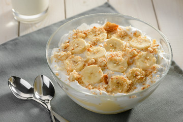 Bowl of cream dessert