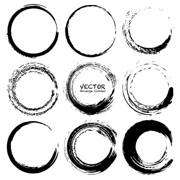 Set of grunge circles, Grunge round shapes, Vector illustration..