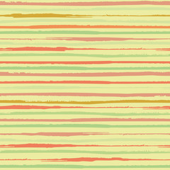 Vibrant horizontal painterly orange and green stripes. Dense seamless vector pattern on yellow background. Great for wellbeing, beauty, summer, kitchen products, party, packaging, stationery