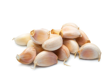Fresh garlic on white background. (clipping path)
