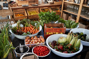 Display Of Vegetables In Sustainable Plastic Packaging Free Grocery Store