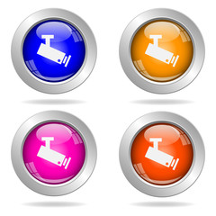 Set of round color buttons. CCTV icon