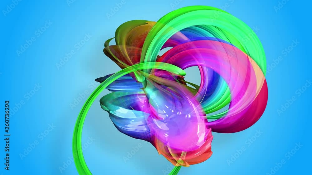 Poster rainbow stripes are moving in a circle and twisting as abstract background. 45