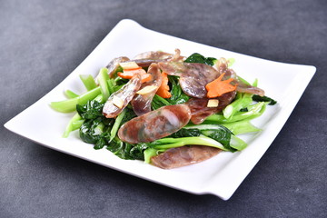 fresh salad with ham and cheese