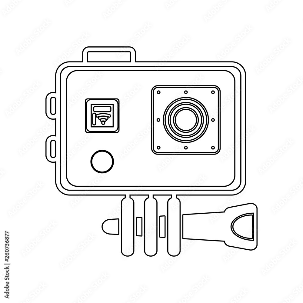 Poster action camera icon. element of equipment photography for mobile concept and web apps icon. outline, 