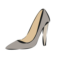 vector, isolated, contour of women's shoes with heels
