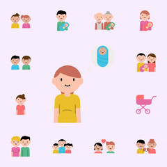 pregnant woman, baby cartoon icon. family icons universal set for web and mobile