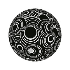 abstract planet concentric circles pattern black and white