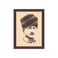 Mustafa Kemal Ataturk portrait vector illustration