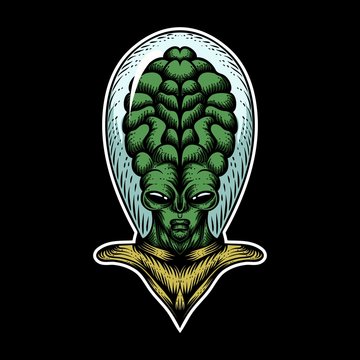 alien big head vector illustration