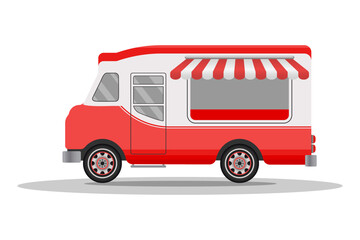 Street food truck concept. Street food vehicles, truck, van. Fast food delivery. Flat design style. Vector illustration. © vandycandy