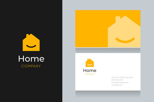 smile house logo with business card template. 
