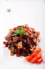 raw meat and vegetables