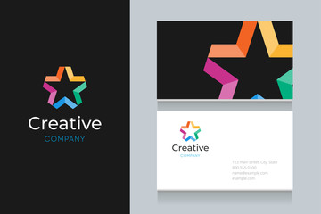 star logo with business card template.  - 260741299