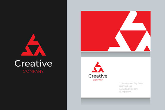 triangle house logo with business card template. 