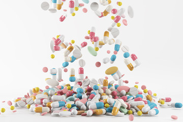 Rain of pills 3d render