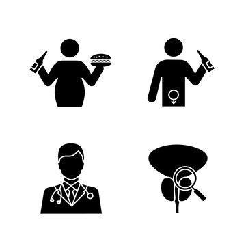 Men's health glyph icons set