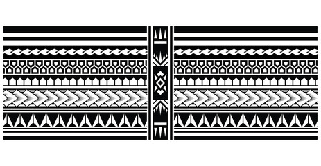 Polynesian tattoo sleeve pattern vector, samoan forearm and foot design, maori bracelet armband tattoo tribal, band fabric seamless ornament - obrazy, fototapety, plakaty