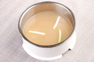 cup of coffee with milk on white background
