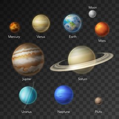 Solar system planets galaxy icons © Vector Tradition
