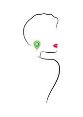 linear vector sketch with a fashionable girl