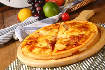 pizza with tomatoes and cheese