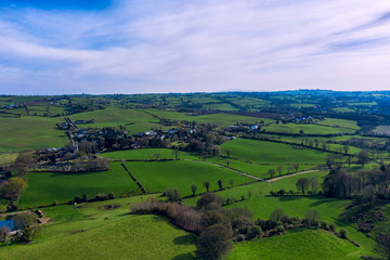 Fototapeta na wymiar aerial view of Spring countryside morning,Northern Ireland