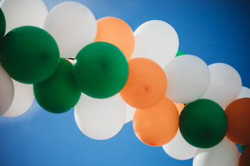 Green, White and Orange Balloons. Tricolour Irish Balloons