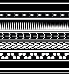 Polynesian tattoo lace pattern vector, maori bracelet armband tattoo tribal, ribbon band fabric seamless ornament