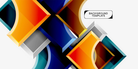 3d futuristic shapes vector abstract background made of glossy pieces with light effects