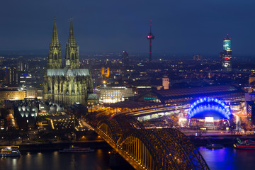 Cologne Cathedral in Cologne at night in Germany