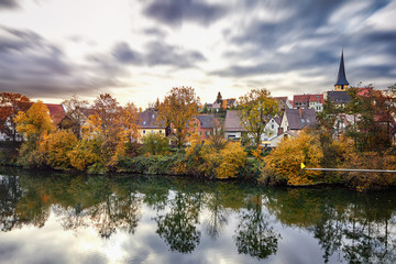 Fototapeta premium Autumn landscape, German ancient village
