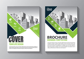 Brochure design, cover modern layout, annual report, poster, flyer in A4 with colorful triangles, geometric shapes for tech, science, market with light background